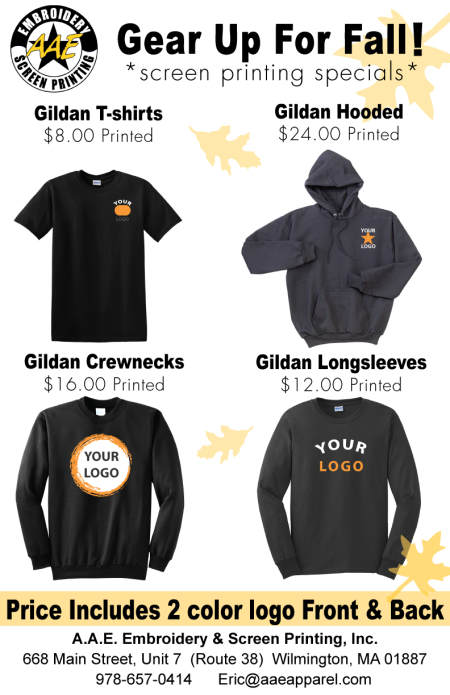 Gear Up For Fall!! Screen Printing Specials!